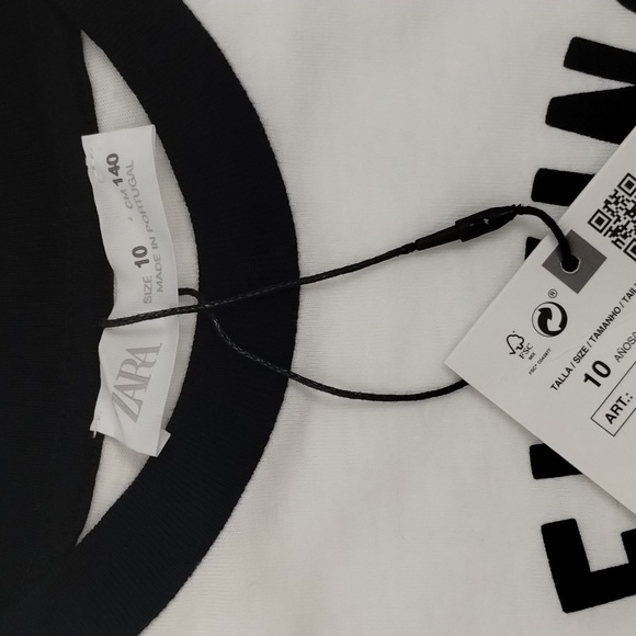 Zara Tee 'Always Flying Around' Tee Size 10 White Jersey Style Short Sleeve … - Picture 7 of 10